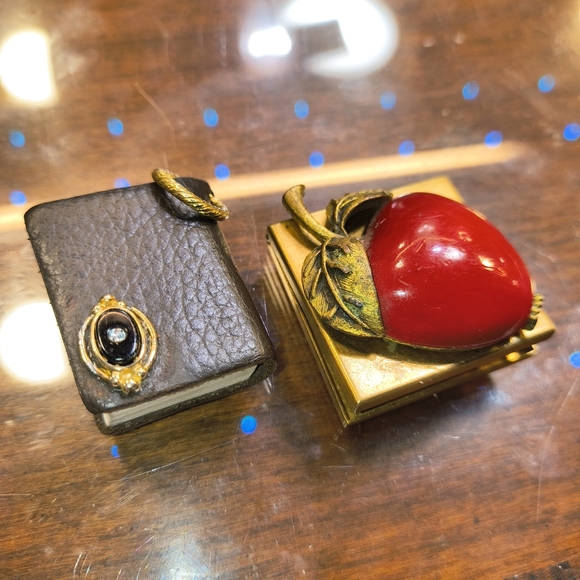 Handmade Other - Luxurious Red and Gold Vintage Apple Decorative Box - With Mini Handmade Book